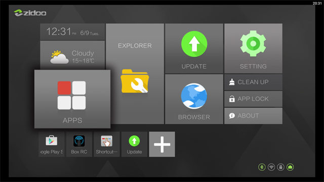 ZIDOO X9S APPS Launcher