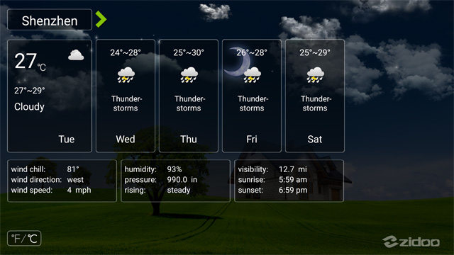 ZIDOO X9S APPS ZIDOO weather