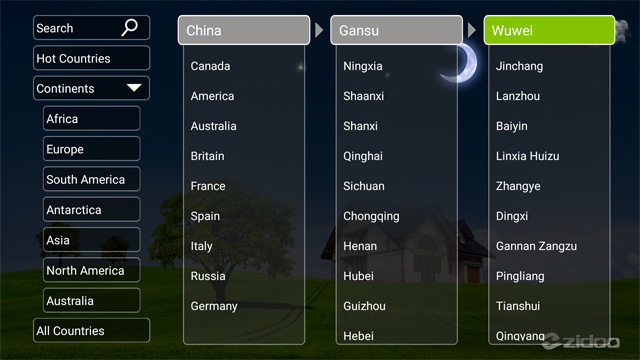 ZIDOO X9S APPS ZIDOO weather